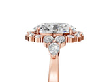Rose gold Oval Cut Diamond Halo Ring with Pear Side Stones and Prong Setting_62