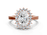 Rose gold Oval Cut Diamond Halo Ring with Round Brilliant Halo and Solitaire Band_102