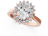 Rose gold Oval Cut Diamond Halo Ring with Round Brilliant Halo and Solitaire Band_103