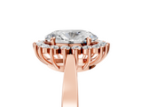 Rose gold Oval Cut Diamond Halo Ring with Round Brilliant Halo and Solitaire Band_107