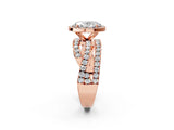 Rose gold Oval Cut Diamond Halo Ring with Round Split Shank and Prong Setting_50