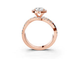 Rose gold Oval Cut Diamond Halo Ring with Round Split Shank and Prong Setting_51