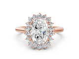 Rose gold Oval Cut Diamond Halo Ring with Solitaire Band and Prong Setting_70