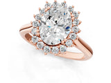 Rose gold Oval Cut Diamond Halo Ring with Solitaire Band and Prong Setting_71