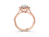 Rose gold Oval Cut Diamond Halo Ring with Solitaire Band and Prong Setting_73