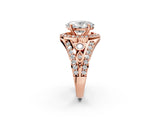 Rose gold Oval Cut Diamond Halo Ring with Split Shank and Bezel Accents and Four-Prong Setting_11