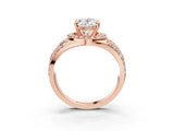 Rose gold Oval Cut Diamond Halo Ring with Split Shank and Bezel Accents and Four-Prong Setting_12