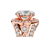 Rose gold Oval Cut Diamond Halo Ring with Split Shank and Bezel Accents and Four-Prong Setting_14