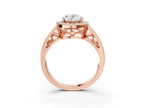 Rose gold Oval Cut Diamond Halo Ring with Split Shank and Bezel Accents and Prong Setting_17