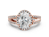 Rose gold Oval Cut Diamond Halo Split Shank Engagement Ring_39