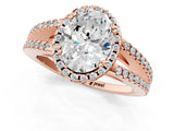 Rose gold Oval Cut Diamond Halo Split Shank Engagement Ring_40