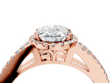 Rose gold Oval Cut Diamond Halo Split Shank Engagement Ring_43