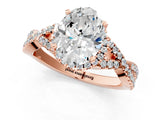 Rose gold Oval Cut Diamond  Halo Twist Band Solitaire Prong Setting Ring_25