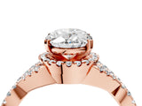 Rose gold Oval Cut Diamond  Halo Twist Band Solitaire Prong Setting Ring_46