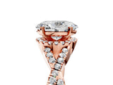 Rose gold Oval Cut Diamond  Halo Twist Band Solitaire Prong Setting Ring_47