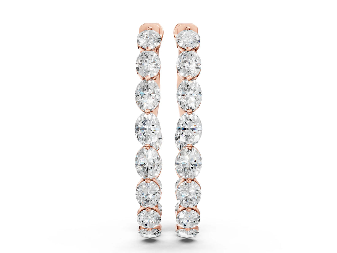Rose gold Oval Cut Diamond Inside-Out Hoop Earrings_4