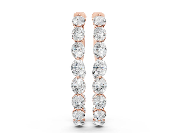 Rose gold Oval Cut Diamond Inside-Out Hoop Earrings