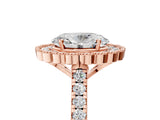Rose gold Oval Cut Diamond Milgrain Floral Halo Engagement Ring with Pavé Band_26