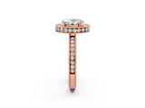 Rose gold Oval Cut Diamond Milgrain Halo Engagement Ring with Round Pavé Band and Prong Setting_14