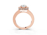 Rose gold Oval Cut Diamond Milgrain Halo Engagement Ring with Round Pavé Band and Prong Setting_15