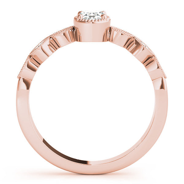 Rose gold Oval Cut Diamond Milgrain Marquise Band with Prong Setting 2