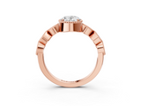 Rose gold Oval Cut Diamond Milgrain Marquise Band with Prong Setting_9