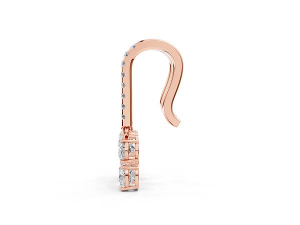 Rose gold Oval Cut Diamond Multi-Shape Hook Drop Earrings