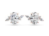 Rose gold Oval Cut Diamond Nature-Inspired Stud Earrings with Marquise and Round Accents_8