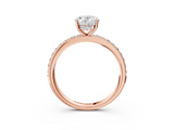 Rose gold Oval Cut Diamond Pavé Band Ring with Four-Prong Setting_43
