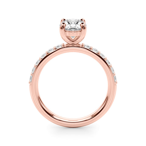 Rose gold Oval Cut Diamond Pavé Band Solitaire Ring with Four-Prong Setting 2
