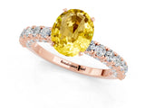 Rose gold Oval Cut Diamond Pavé Band Solitaire Ring with Prong Setting_1