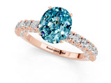 Rose gold Oval Cut Diamond Pavé Band Solitaire Ring with Prong Setting_1