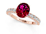 Rose gold Oval Cut Diamond Pavé Band Solitaire Ring with Prong Setting_1