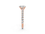 Rose gold Oval Cut Diamond Pavé Band Solitaire Ring with Prong Setting_2
