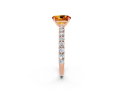 Rose gold Oval Cut Diamond Pavé Band Solitaire Ring with Prong Setting_2