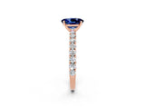 Rose gold Oval Cut Diamond Pavé Band Solitaire Ring with Prong Setting_2