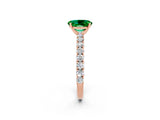 Rose gold Oval Cut Diamond Pavé Band Solitaire Ring with Prong Setting_2