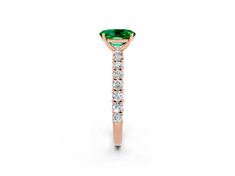 Rose gold Oval Cut Diamond Pavé Band Solitaire Ring with Prong Setting_2
