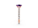 Rose gold Oval Cut Diamond Pavé Band Solitaire Ring with Prong Setting_2