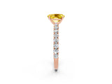 Rose gold Oval Cut Diamond Pavé Band Solitaire Ring with Prong Setting_2
