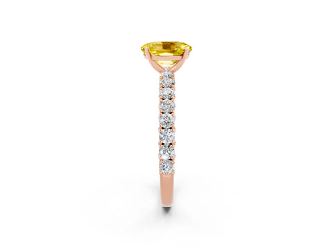 Rose gold Oval Cut Diamond Pavé Band Solitaire Ring with Prong Setting_2