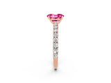 Rose gold Oval Cut Diamond Pavé Band Solitaire Ring with Prong Setting_2