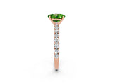Rose gold Oval Cut Diamond Pavé Band Solitaire Ring with Prong Setting_2