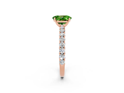Rose gold Oval Cut Diamond Pavé Band Solitaire Ring with Prong Setting_2