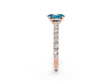 Rose gold Oval Cut Diamond Pavé Band Solitaire Ring with Prong Setting_2