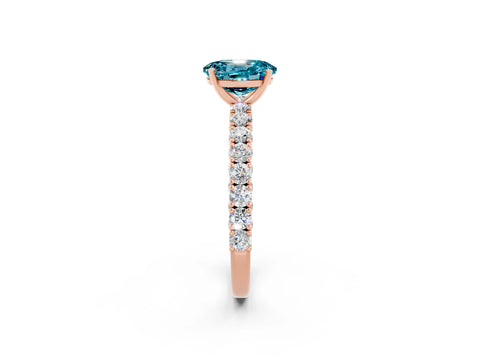 Rose gold Oval Cut Diamond Pavé Band Solitaire Ring with Prong Setting_2