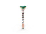Rose gold Oval Cut Diamond Pavé Band Solitaire Ring with Prong Setting_2