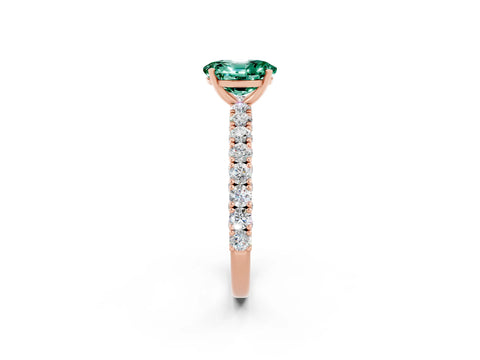 Rose gold Oval Cut Diamond Pavé Band Solitaire Ring with Prong Setting_2