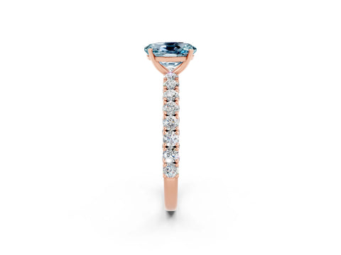 Rose gold Oval Cut Diamond Pavé Band Solitaire Ring with Prong Setting_2