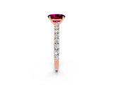 Rose gold Oval Cut Diamond Pavé Band Solitaire Ring with Prong Setting_2
